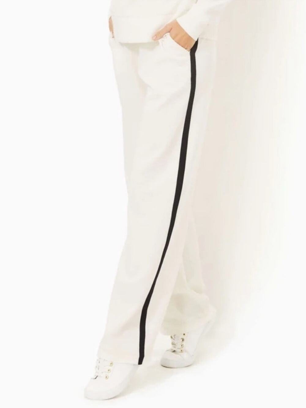 NWT Lilly Pulitzer Dylana Track Pant Wide Leg MEDIUM White Black Stripe 90s